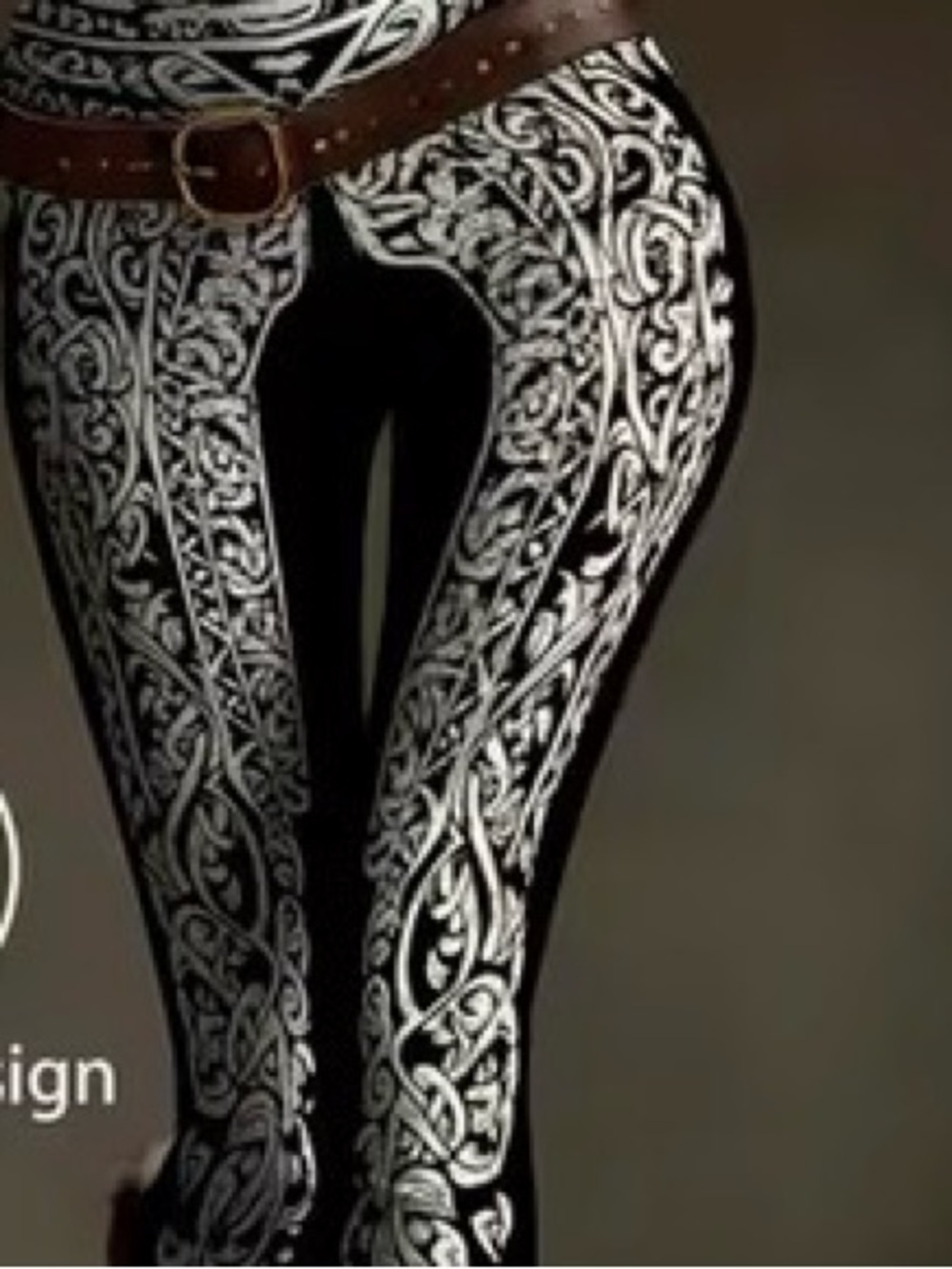 Black & White Print Women's Leggings - Picture 2 of 2